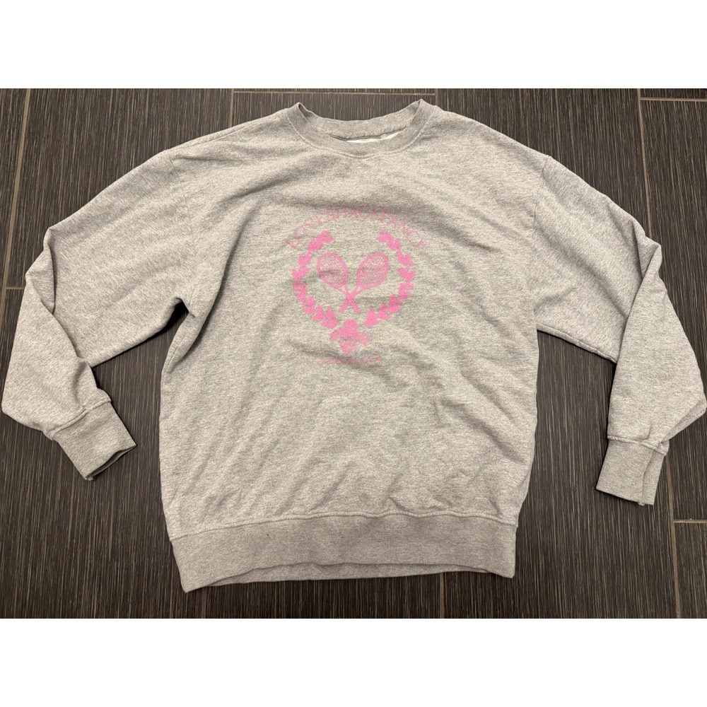 Love Shack Fancy Racquet Club Sweatshirt Sz XS/S Oversized Tennis Preppy College